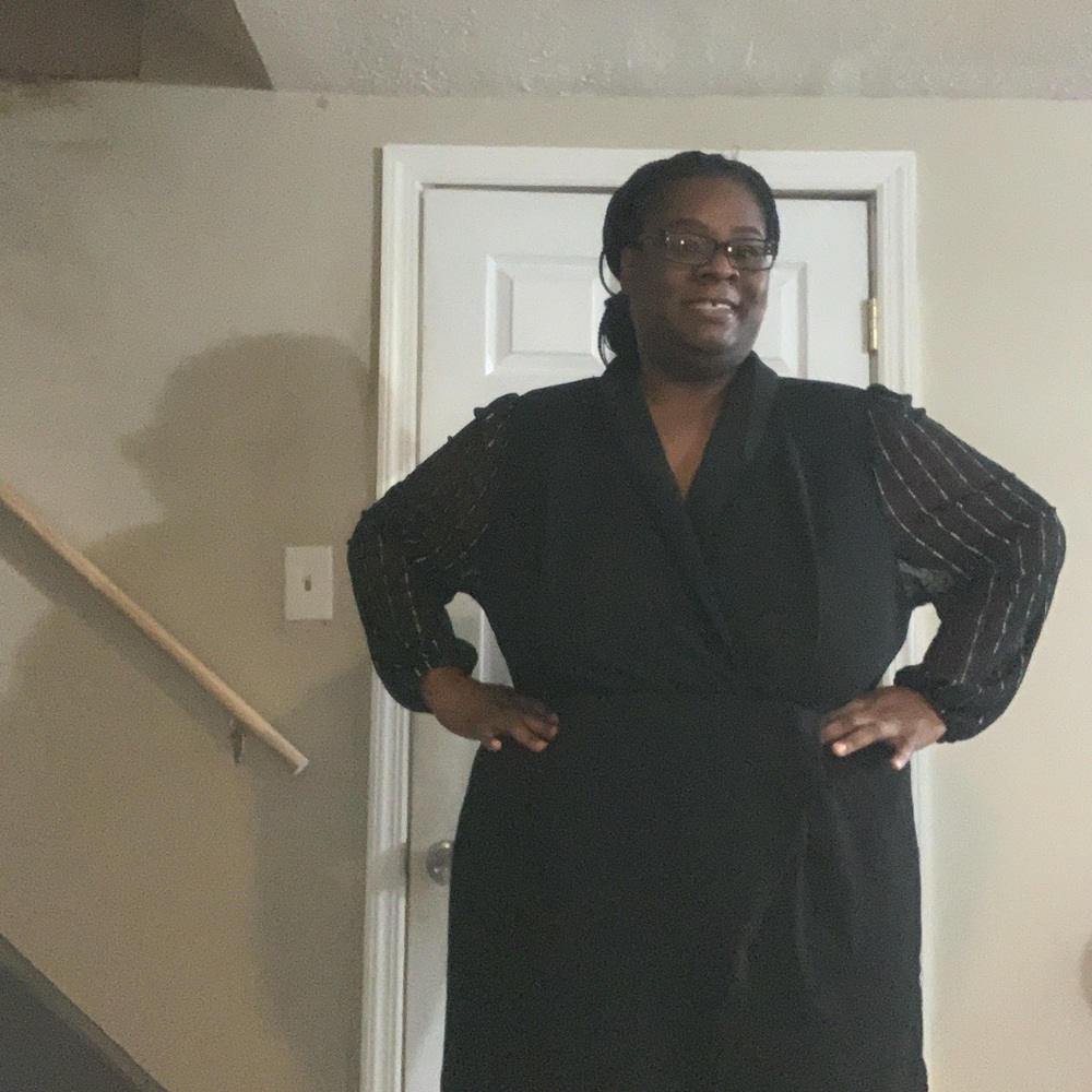 Black romper with Sheer Sleeves